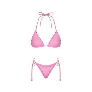Skims Swim Rhinestone Tie Bikini Set Size Large Pink Barbiecore Rare NWT